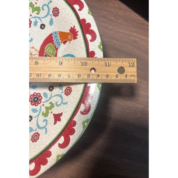 222 Fifth Suzanni Rooster Dinner Plates Set Of 5 Hand Painted Porcelain - Picture 9 of 9